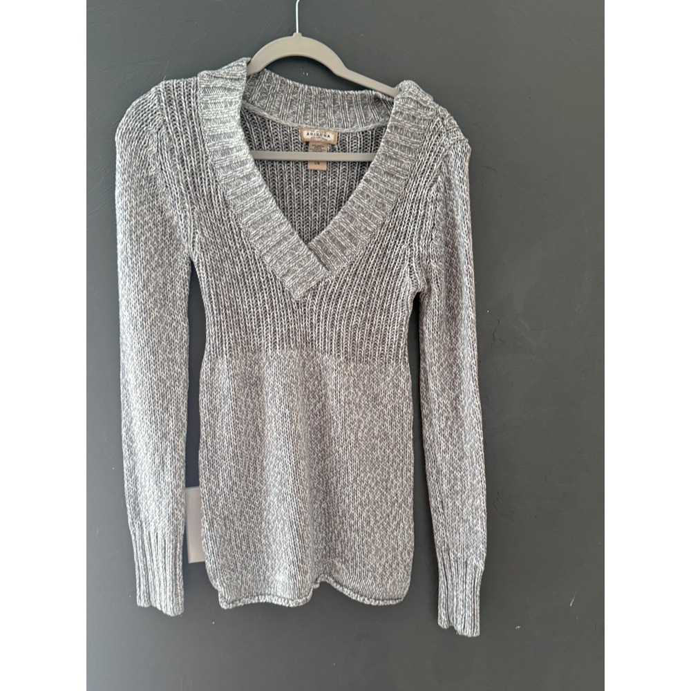 Arizona Vintage Y2k Womens Grey Marled Chunky Knit V-Neck Empire Waist Sweater L